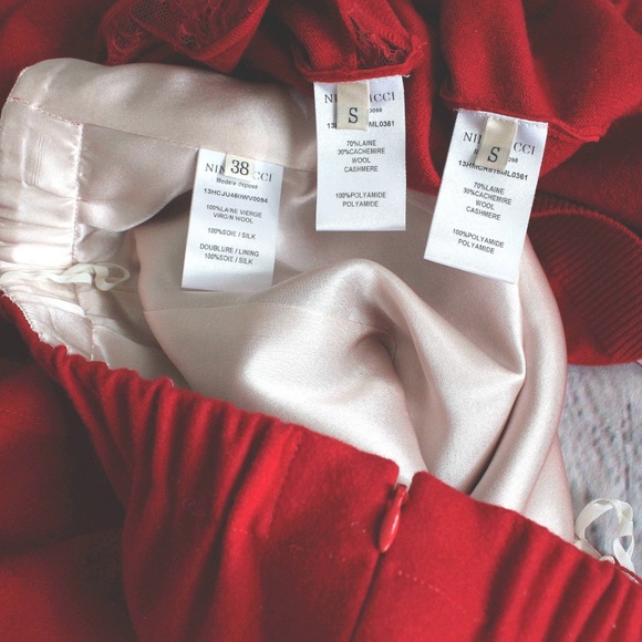 SOLD——— NINA 3 Pc Skirt Top Cardigan Set Wool & Cashmere - Picture 8 of 8